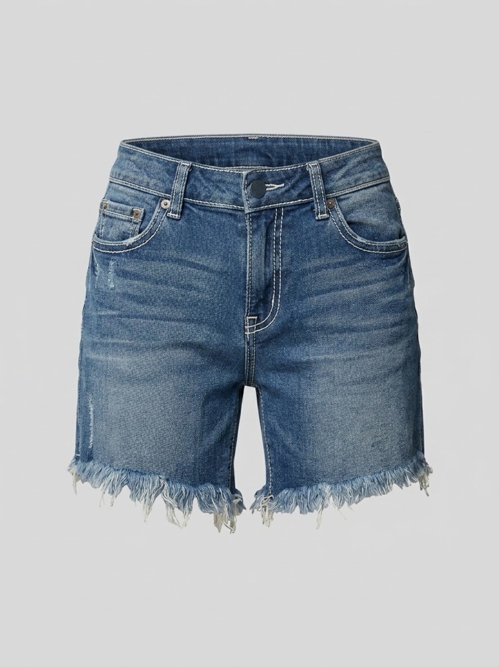 Ariya Medium Blue Distressed Denim Shorts
